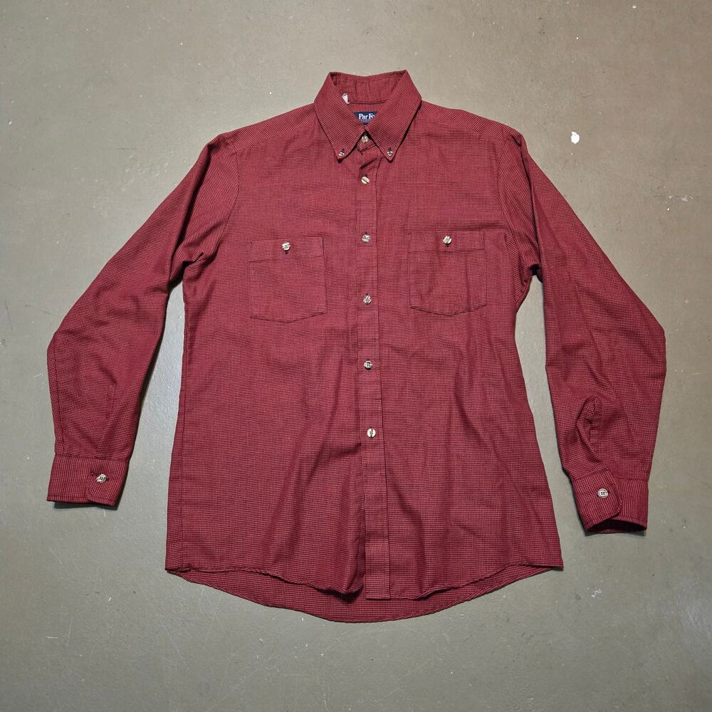 Vintage Par Four Sportswear‎ Houndstooth Long Sleeve Button Up Shirt Size Medium